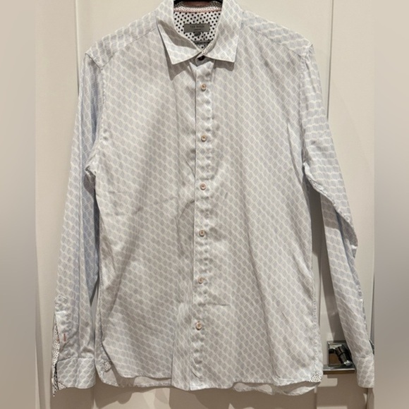 Ted Baker endurance geometrical print Men's Blue Patterned Shirt size 3 = 15.5 H - Picture 1 of 6